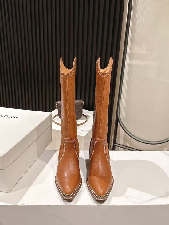 Celine High-end Logo Adorned Calfskin Ankle Boots