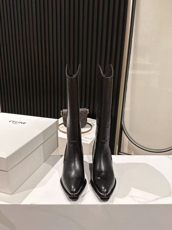 Celine High-end Logo Adorned Calfskin Ankle Boots