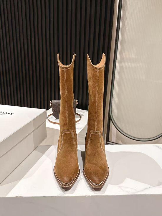 Celine High-end Logo Adorned Calfskin Ankle Boots