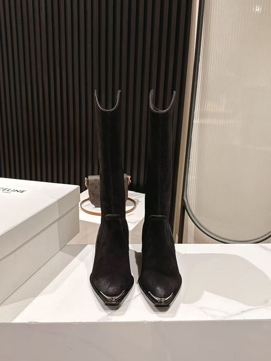 Celine High-end Logo Adorned Calfskin Ankle Boots