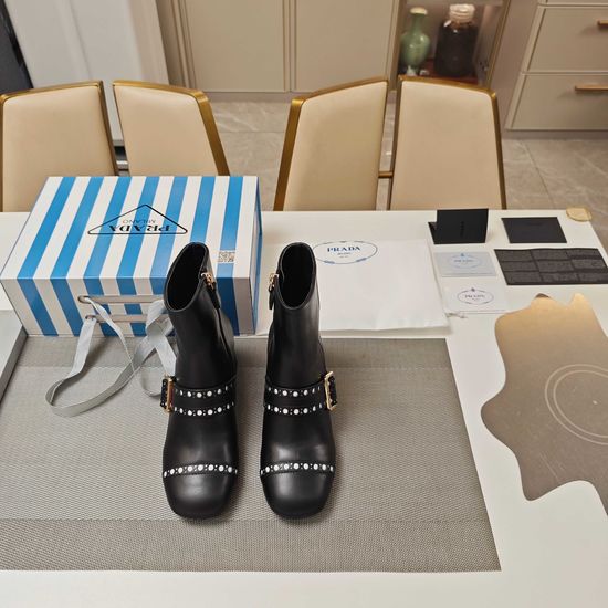 Prada Patent Leather Mary Jane Shoes With Metal Buckle