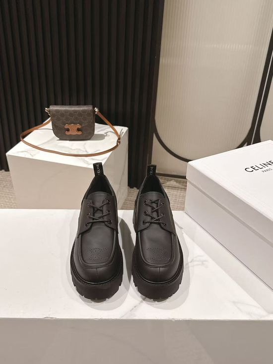 Celine Genuine Leather Comfort Slip-on Platform Loafers