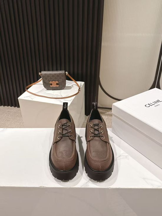 Celine Genuine Leather Comfort Slip-on Platform Loafers