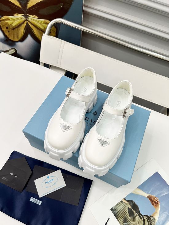 Prada Platform Leather Mary Janes Non Slip Sole