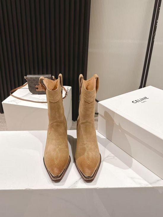 Celine Vintage Logo Decor Runway Style Ankle Boots