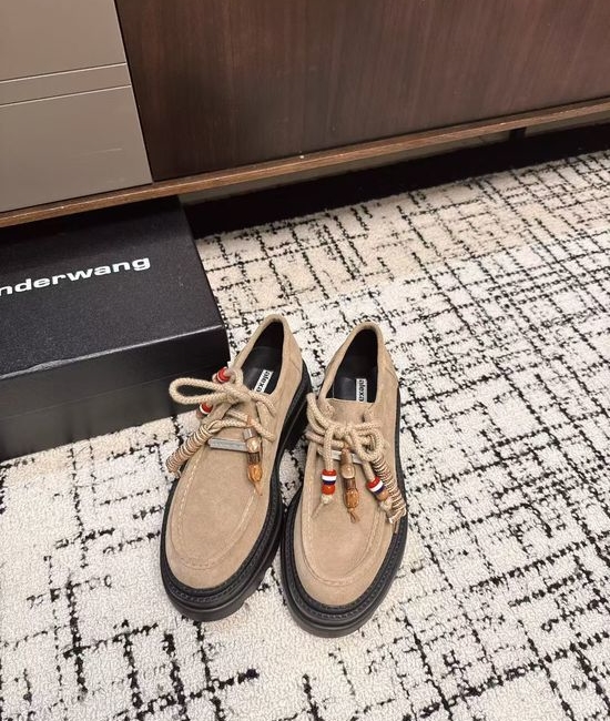 Alexander Wang Suede Platform Loafers with Emblem Casual Comfortable Footwear