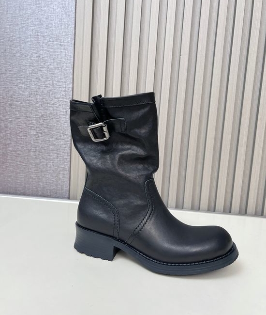 Prada Vintage Leather Moto Boots Non Slip Casual Ankle Boots