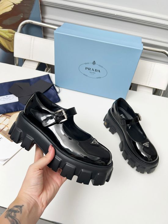 Prada Platform Leather Mary Janes Non Slip Sole