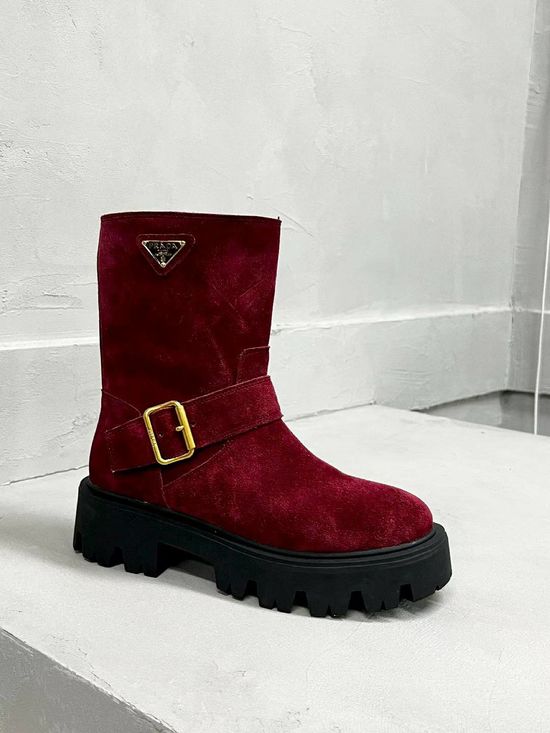 Prada Premium Leather Ankle Boots with Logo Detail