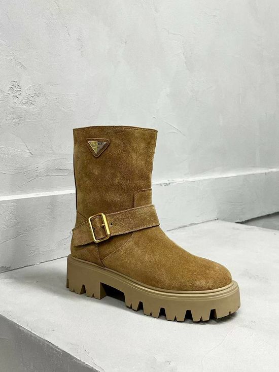 Prada Premium Leather Ankle Boots with Logo Detail