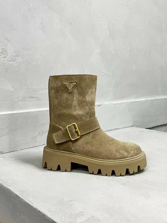 Prada Premium Leather Ankle Boots with Logo Detail