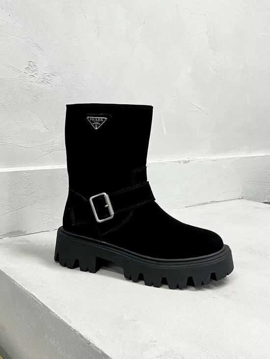 Prada Premium Leather Ankle Boots with Logo Detail