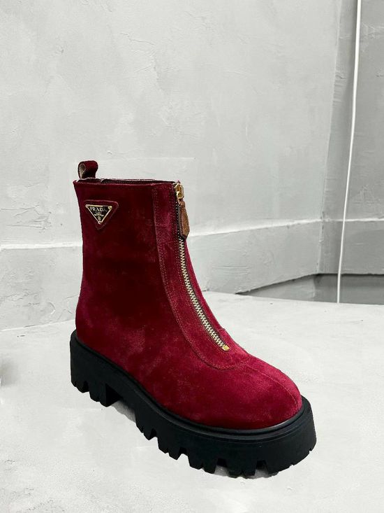Prada Soft Leather Ankle Boots with Non-slip Sole