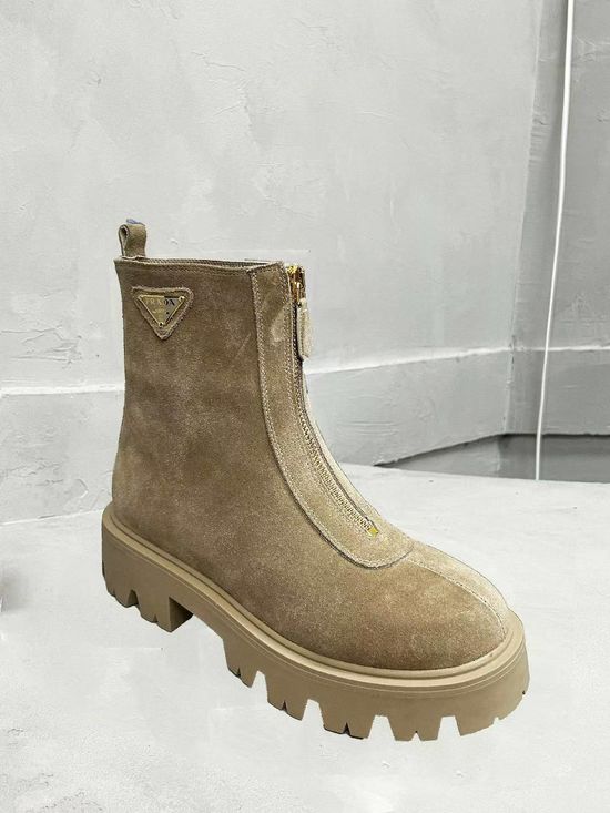 Prada Soft Leather Ankle Boots with Non-slip Sole