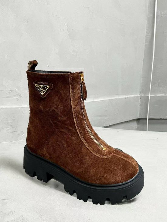 Prada Soft Leather Ankle Boots with Non-slip Sole
