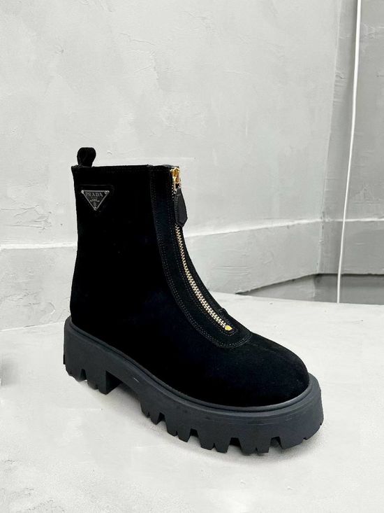 Prada Soft Leather Ankle Boots with Non-slip Sole
