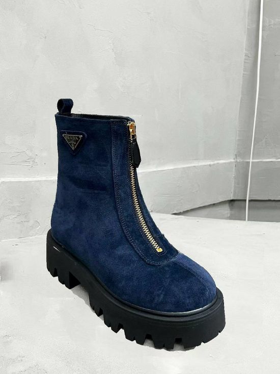 Prada Soft Leather Ankle Boots with Non-slip Sole
