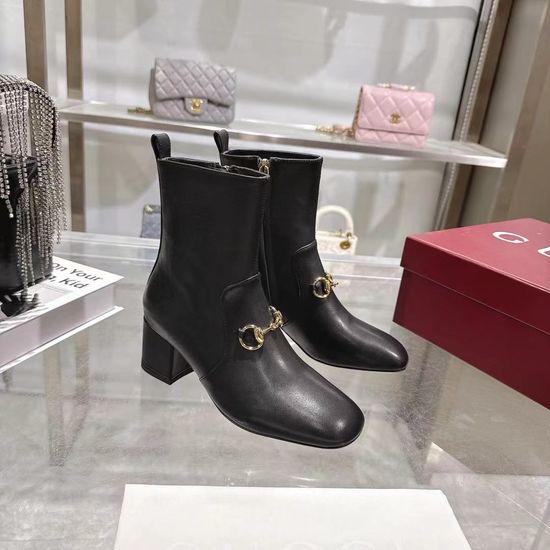 Gucci 8 Inch Cowhide Mid Calf Boots With Low Heel