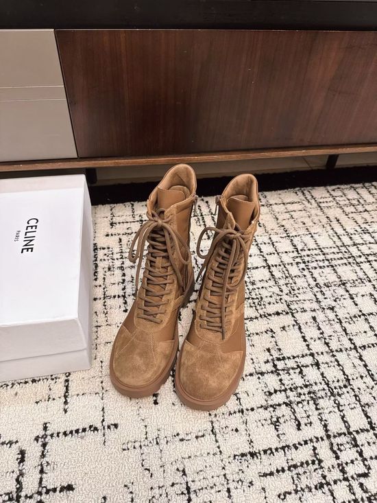 Celine Vintage Style Leather Ankle Boots With Logo Accent
