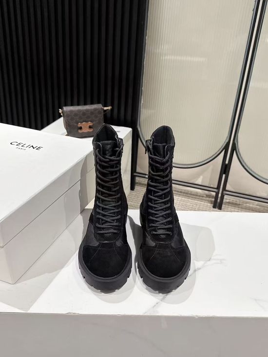 Celine Vintage Leather Ankle Boots with Logo Detail