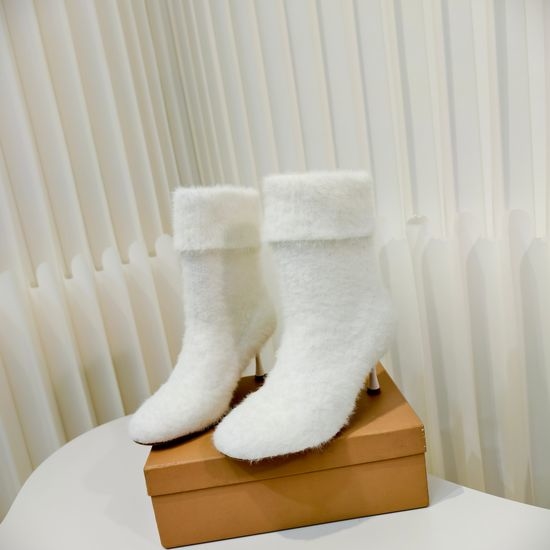 Gianvito Rossi Fuzzy Lined Ankle Boots with Special Shaped Heel
