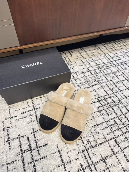 Chanel Soft Fleece Lined Warm Ankle Boots With Decorative Logo