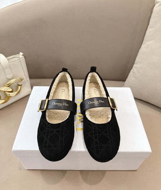 Christian Dior CD Classic Suede Mary Jane Shoes with Wool Lining
