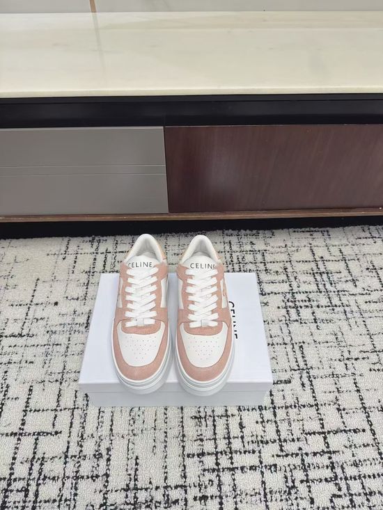 Celine Platform Leather Casual White Sneakers Comfortable Daily Shoes