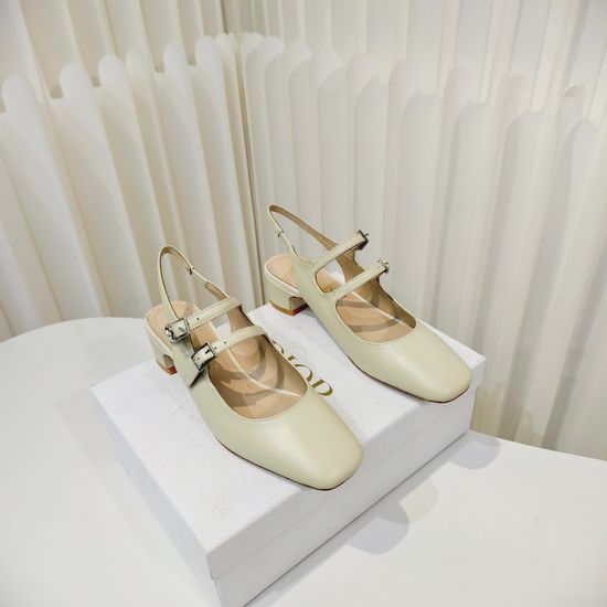 Christian Dior Square Toe Buckle Strap Mid Heel Sandals