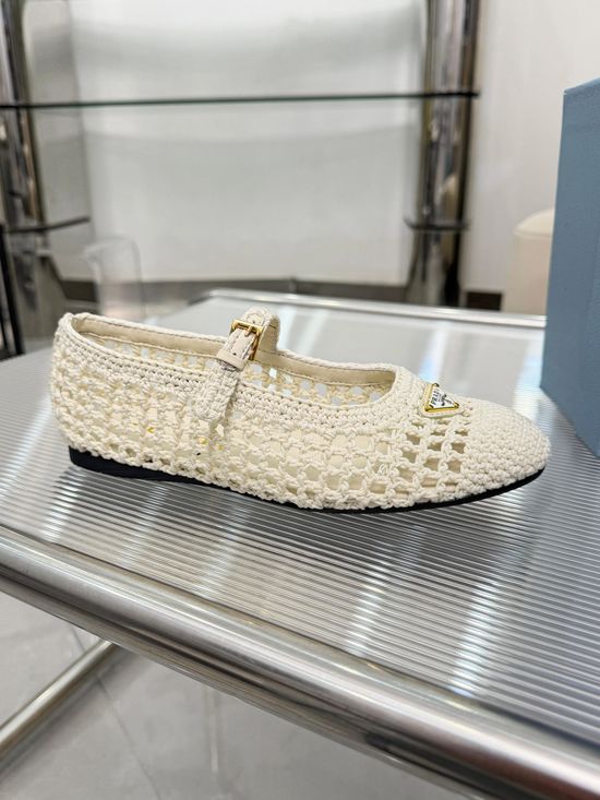 Prada Ballet-inspired Straw Woven Flat Shoes