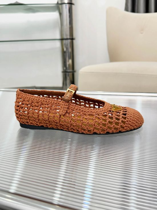 Prada Ballet-inspired Straw Woven Flat Shoes