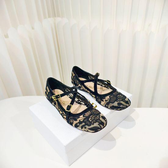 Christian Dior Sparkly Cross Strap Flat Ballet Shoes