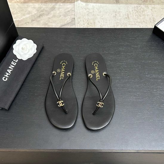 Chanel Embellished Logo Flat Thong Casual Sandals