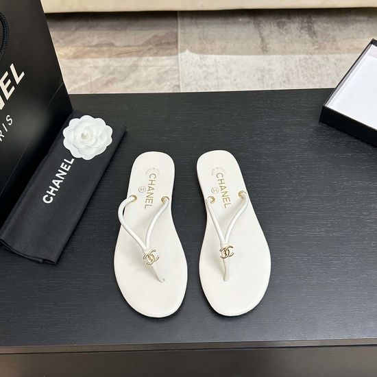 Chanel Embellished Logo Flat Thong Casual Sandals