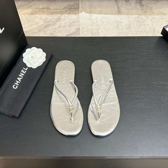 Chanel Embellished Logo Flat Thong Casual Sandals