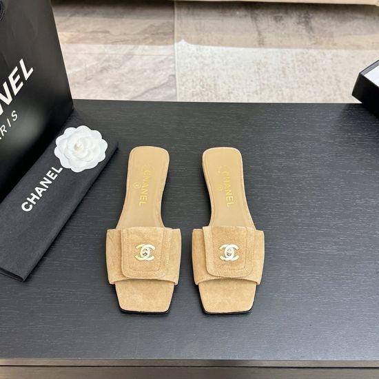Chanel Leather Square Toe Adjustable Buckle Slip-on Slides