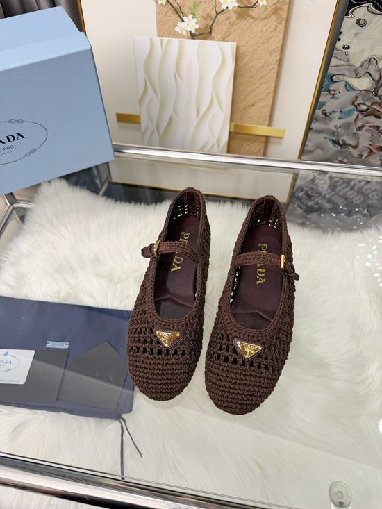 Prada Ballet-inspired Straw Woven Flat Shoes