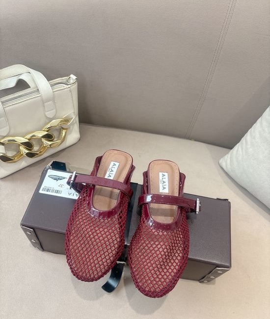 Alaia Hollow Out Mesh Buckle Sandals Soft Lining Anti-slip Sole