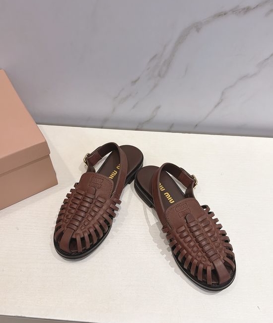 Miu Miu Vintage Woven Open Back Comfort Flat Sandals