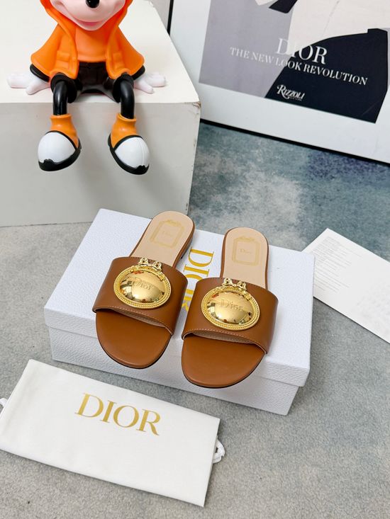 Christian Dior Metal Accent Soft Lining Comfort Slides