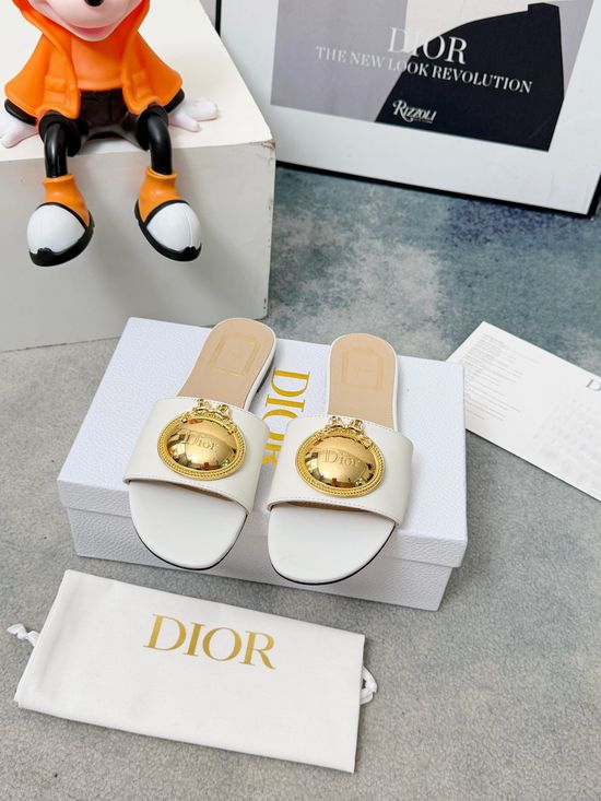 Christian Dior Metal Accent Soft Lining Comfort Slides
