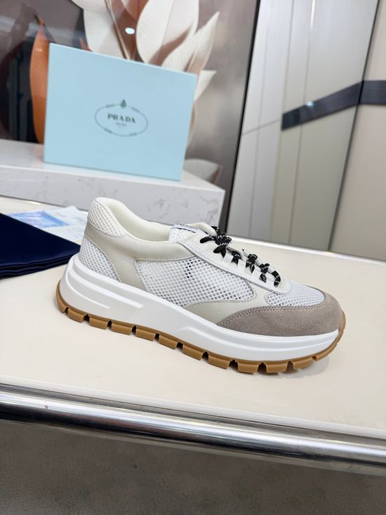Prada Classic Premium Leather Casual Versatile Daily Sneakers
