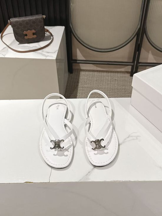 Celine Minimalist Toe-Post Sandals with Triumph Arch Detail
