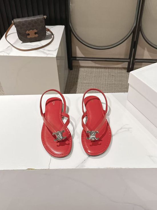 Celine Minimalist Toe-Post Sandals with Triumph Arch Detail