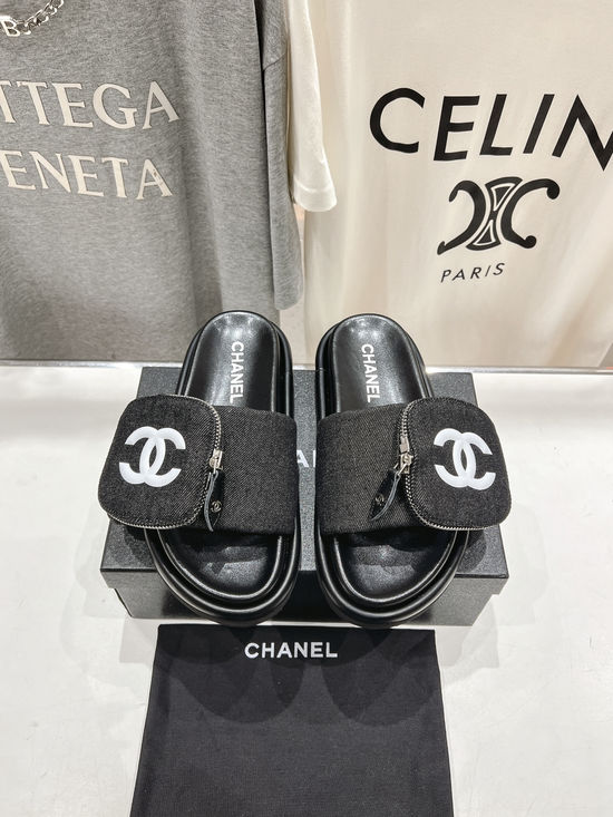 Chanel High Quality Canvas Upper Comfortable Casual Slides