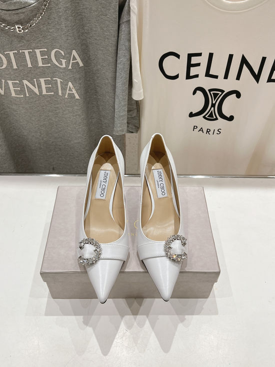 Jimmy Choo Classic Pointed Toe Leather High Heel Pumps