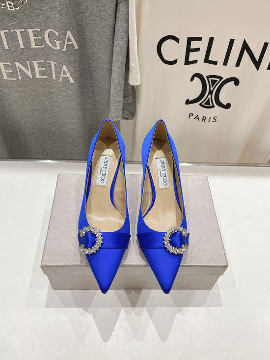 Jimmy Choo Classic Pointed Toe Leather High Heel Pumps