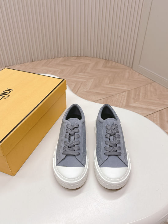 Fendi Embossed Leather Casual Low Top Sneakers Classic Pattern