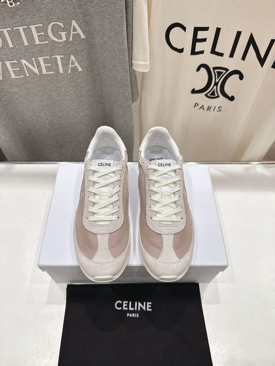 Celine Comfortable Lace-Up Casual Sneakers Versatile White Shoes