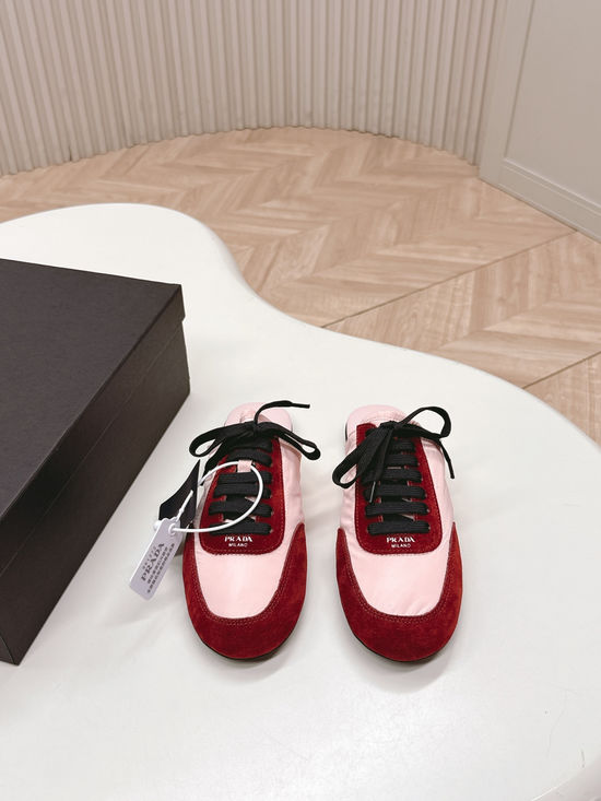 Prada Nylon Suede Slip On Casual Comfortable Fashion Flat Shoes